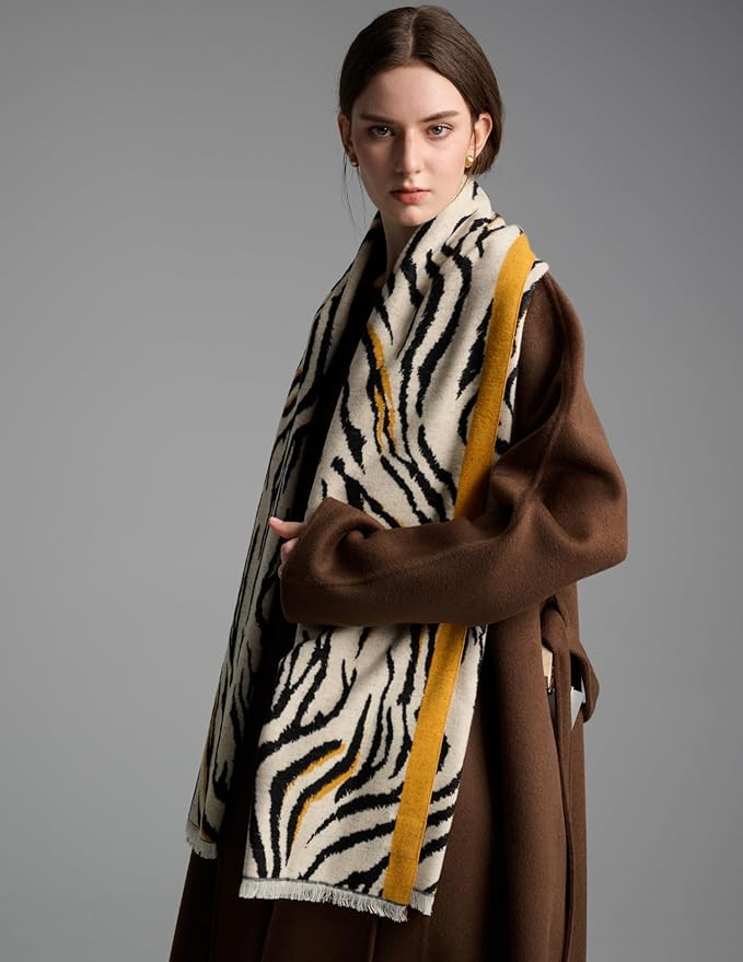 ZHE JIN Luxurious Silk Scarf Shawl Wraps for Women, Warm Scarves Winter Gift, 100% Brushed Mulberry Silk