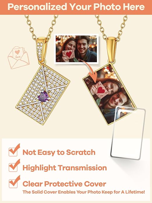 Supcare Locket Necklace That Holds Pictures-Engraved Photo Pendant Custom Jewellery Gifts for Men Women (with Jewellery Gift Box)