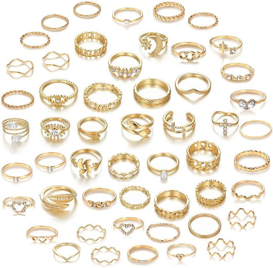 CHICUTIE Gold Knuckle Rings Set For Women Stackable Joint Finger Midi Rings Dainty Cubic Crystal Zirconia Simple Hollow Twist Cute Rings Pack Jewelry Gift