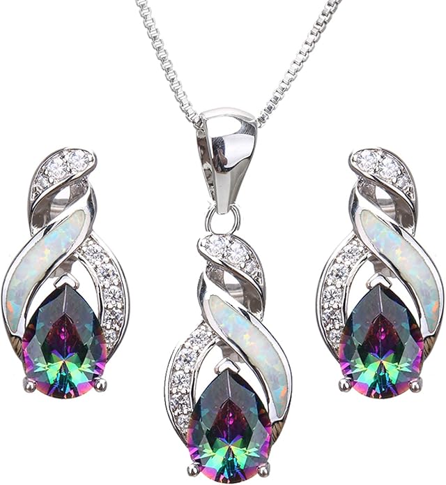 Hermosa Jewelry Sets Australian Created Opal Necklace Earrings Mother's Day Gifts Jewelry for Mom