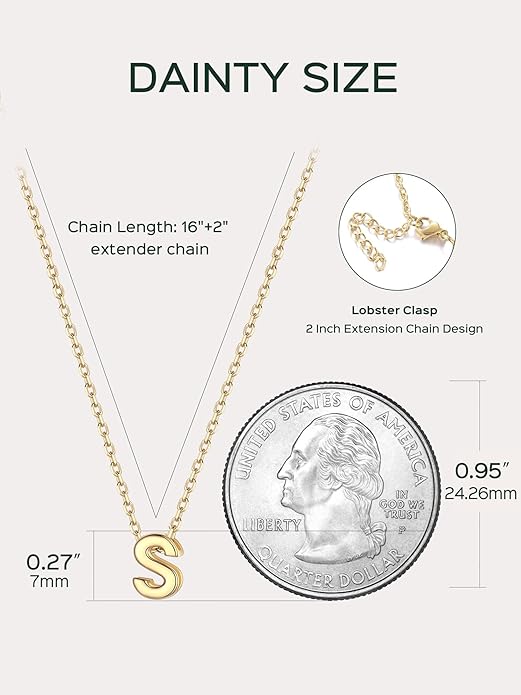 ChicSilver 925 Sterling Silver Initial Necklace for Women Dainty Letter Jewelry Personalized Gift