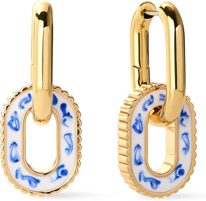 Ana Luisa Ash Double Hoop Earrings for Women - 14K Gold Plated, Silver & Two-Tone Drop Dangle Hoop Earring - Trendy Paperclip Link Huggie Hoop - Hypoallergenic, Water-Resistant & Tarnish-Free Jewelry