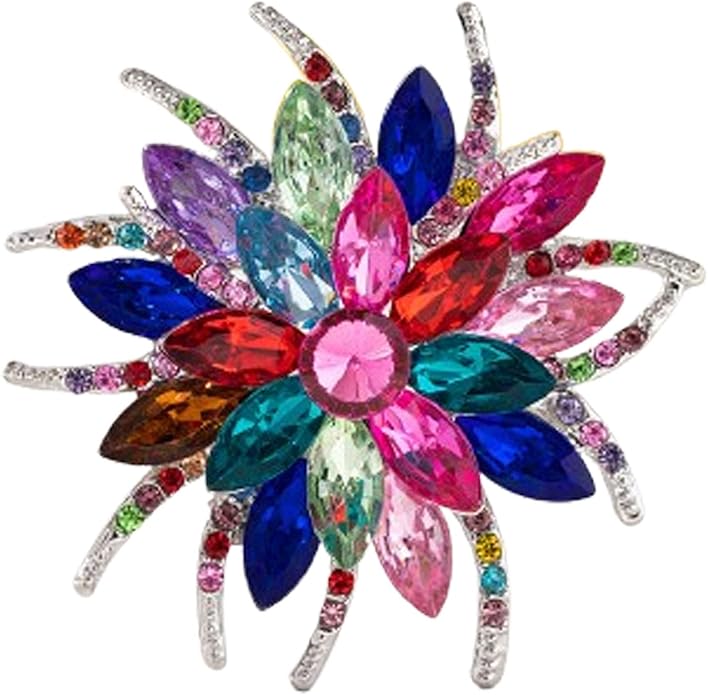Rhinestone Sunflower Brooch Pin Red Pink Flower Brooch Stylish Crystal Brooch Elegant Clothing Hat Bag Accessories Jewerly for Women