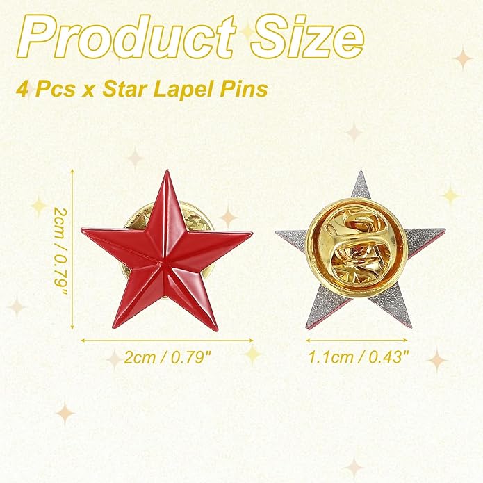 uxcell Star Lapel Pins, Award Pins Star Badge for Men Women Backpacks Hats Jackets Costume Accessories