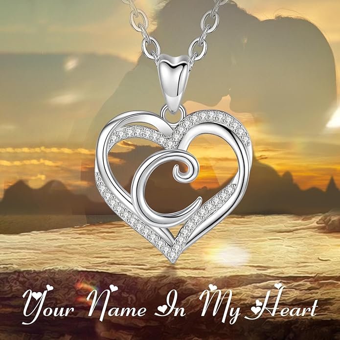 INFUSEU Unique Initial Necklaces for Women Girls Small Heart Letter Jewelry, Meaningful Personalized Gifts