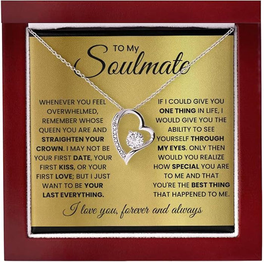 To My Soulmate Necklace For Women, Soul Mate Jewelry for Women, Future Wife Gifts, To My Wife Necklace from Husband, Gifts for Girlfriend, Pendant With Message Card