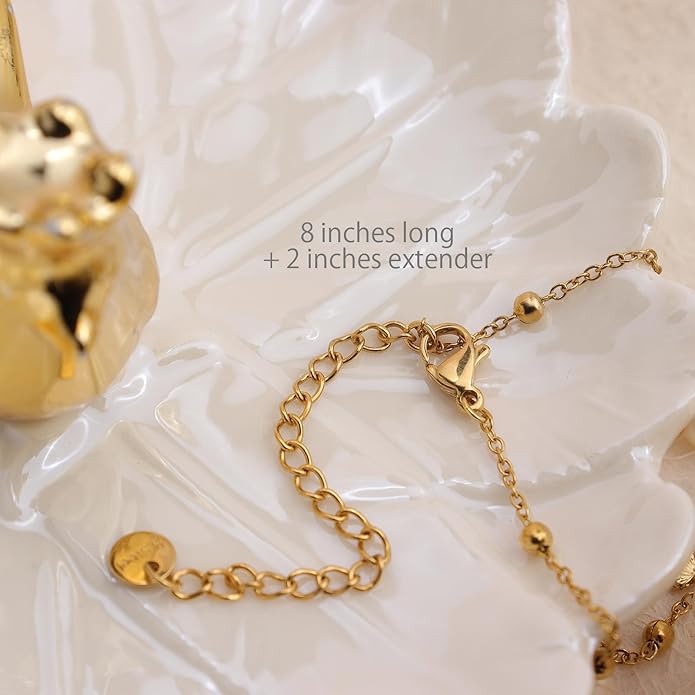 Dainty Gold Shell Pearl Charm Ankle Bracelet for Women Trendy non-Tarnish Adjustable Anklet Summer Beach Fashion Jewelry Gift