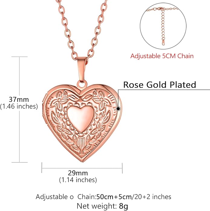 Supcare Locket Necklace That Holds Pictures-Engraved Photo Pendant Custom Jewellery Gifts for Men Women (with Jewellery Gift Box)