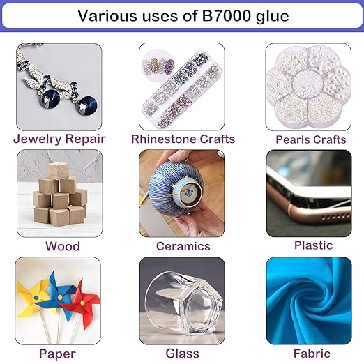 B7000 Adhesive Rhinestones Glue for Crafts, 2PCS 110ml / 3.7 fl oz with 5 Dotting Pen Tool, Wax Pencil and Tweezer, Jewelry Glue for DIY Craft, Makeup, Shoes, Jewelry Making, Nail Art