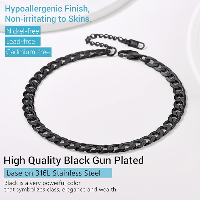 PROSTEEL Stainless Steel Chain Anklets for Women, Silver/Gold Tone, Ankle Bracelets Hypoallergenic, 8-10.5 Inch Adjustable, Come with Box