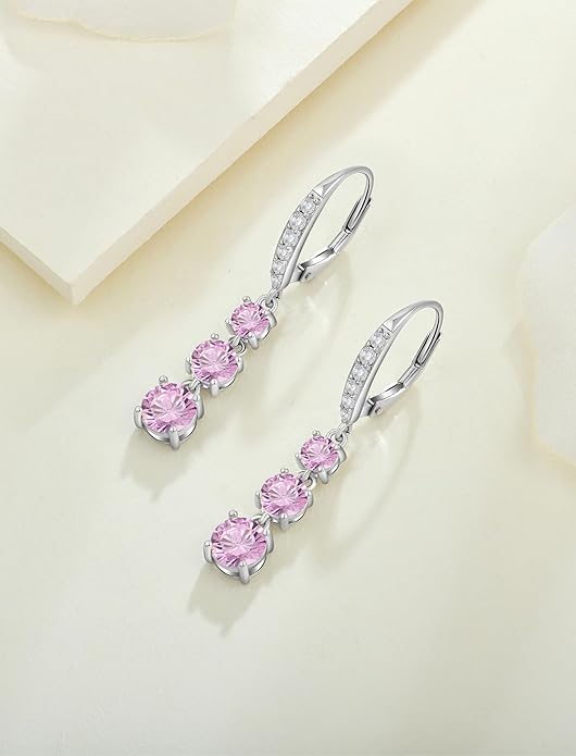 Starchenie Dangle Drop Earrings for Women 925 Sterling Silver Leverback Earrings Birthstone Jewelry