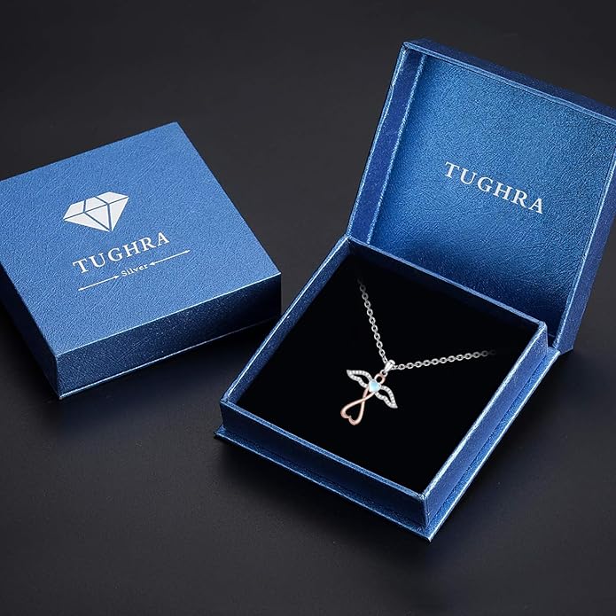 TUGHRA Evil Eye Necklace S925 Sterling Silver Evil Eye Pendant Necklaces Protection Jewelry Amulet Gift for Women Girls Boys Men Birthday Anniversary