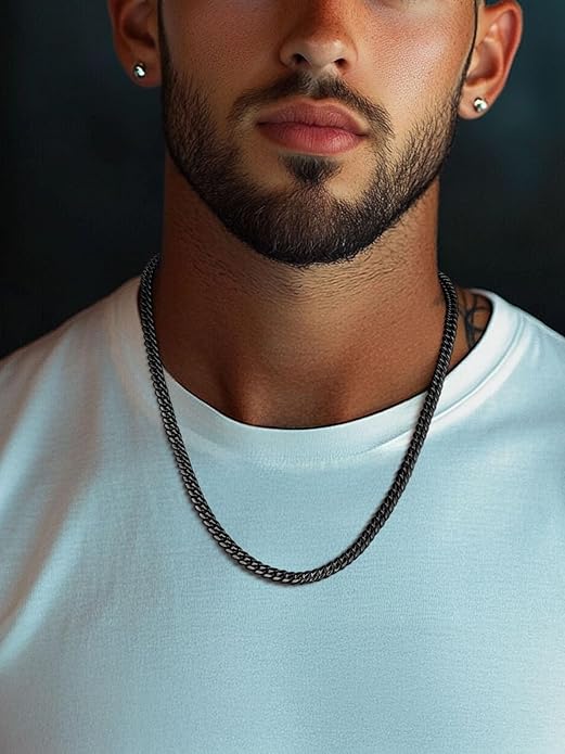 ChainsPro Chunky Miami Cuban Link Chains for Men,Stainless Steel Cuban Chain Necklace,4.8/6/10/14mm Width,No Tarnish& Thick Hip Hop Jewelry,18-30 inch Length, Black/Gold Plated/Silver,Send Gift Box