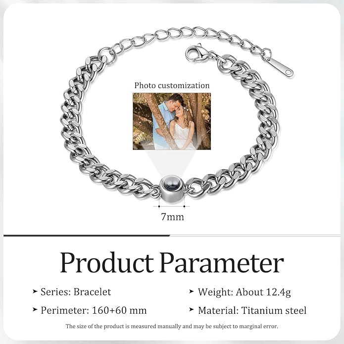 ROSI Personalized Bracelets with Picture Inside, Custom Projection Bracelets with Photos, Picture Bracelet Personalized Photo Gifts, Memorial Gifts for Women Mom Family Couple Girl
