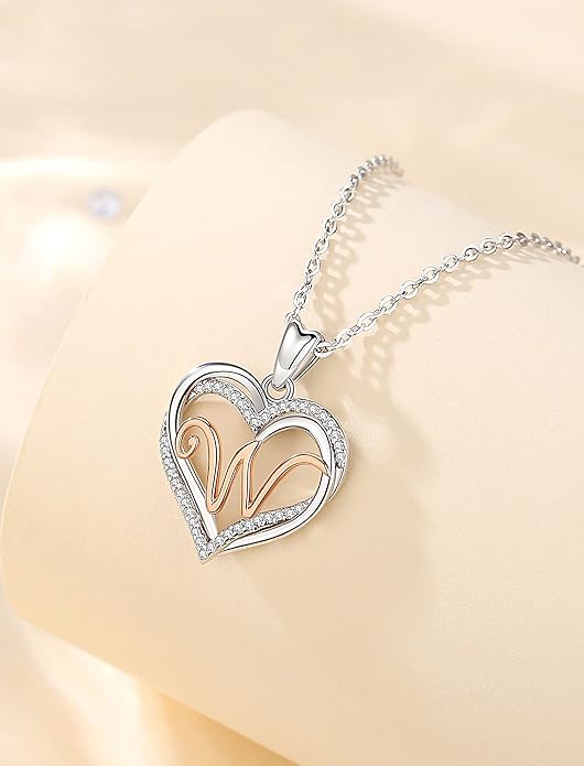 INFUSEU Unique Initial Necklaces for Women Girls Small Heart Letter Jewelry, Meaningful Personalized Gifts