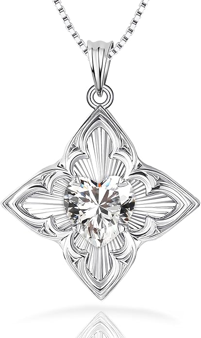 Delicate Four-Leaf Clover Charm Necklace with January Birthstone - S925 Silver, Gift Idea
