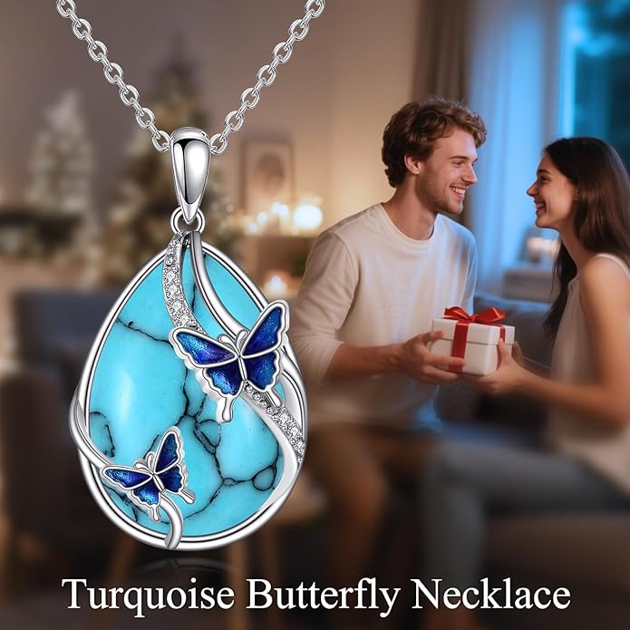 KQF Dragonfly/Butterlfy/Cat/Jellyfish/Bunny/Axolotl/Bee/Mermaid/Hummingbird/Elephant Necklace for Women Sterling Silver Moonstone Pendant Necklace Dragonfly Jewelry Gifts for Women