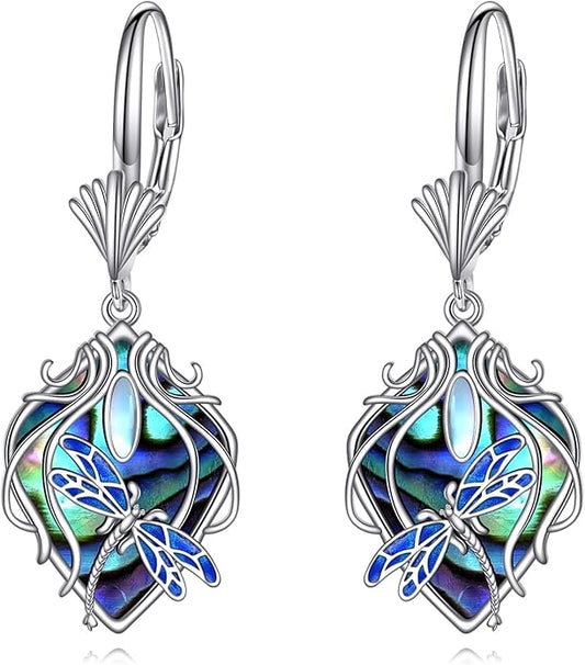 MONGAS Dragonfly/Sunflower/Hummingbird/Sand Dollar/Crab/Champagne/Arrow/Cherry/Ankh/Sloth Earrings for Women Sterling Silver Dragonfly/Sunflower/Hummingbird/Sand Dollar Jewelry for Women