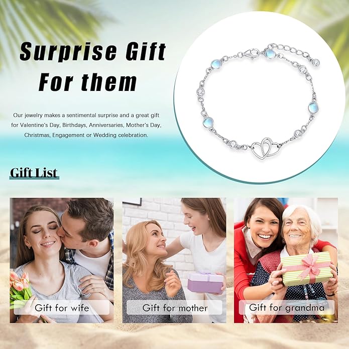 Anklet for Women 925 Sterling Silver Double Infinity Ankle Bracelet Waterproof Summer Jewelry Anniversary Birthday Gifts for Her