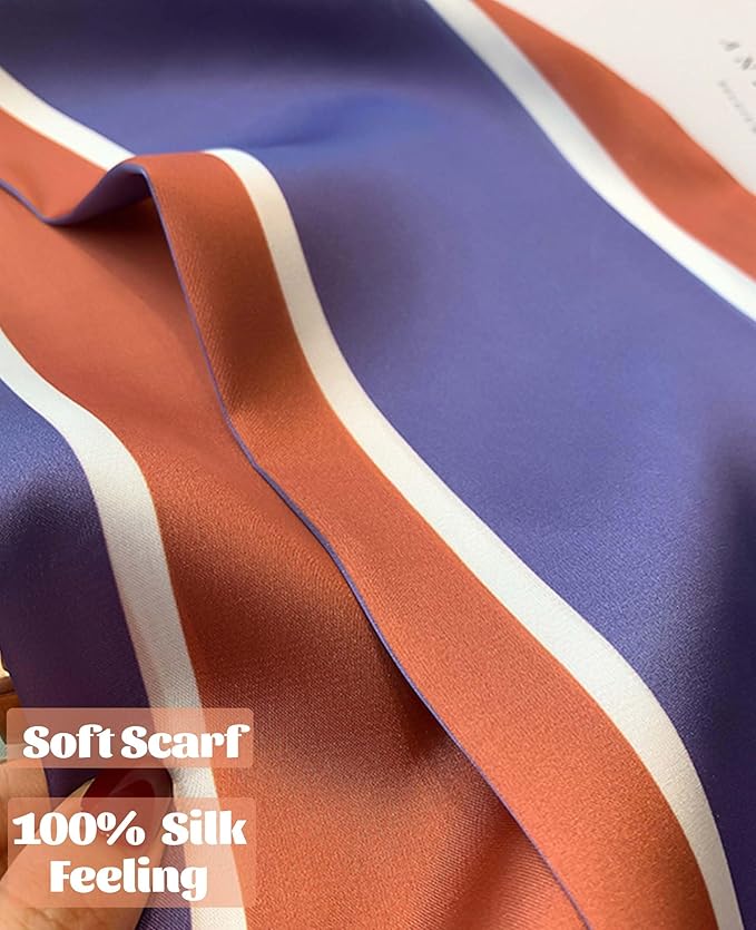 kcctoo 59" Mulberry Silk Like Head Scarf Women's Fashion Square Neck Satin Scarfs for Bag Hair Scarves Gift 59 * 5.9”