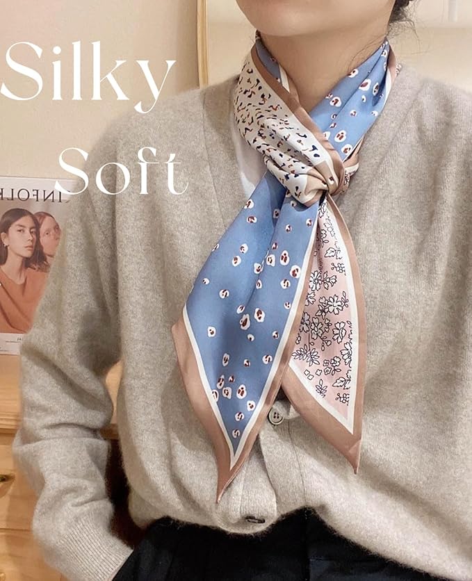 Dailyacc Hair Scarf for Women Fashion Silky Satin Headscarf Wrap Breathable Lightweight Neck Scarves For Handbag