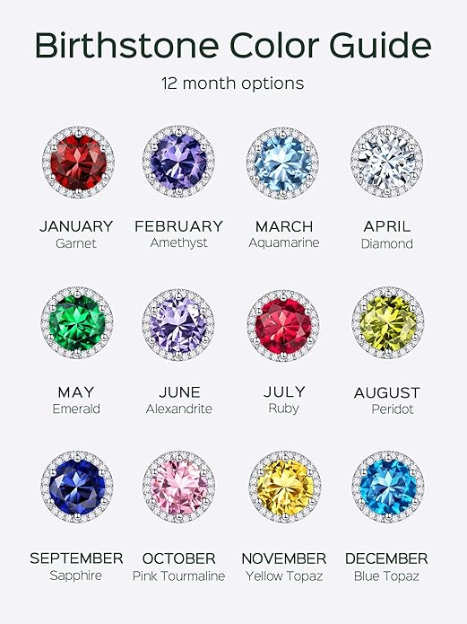 ChicSilver 925 Sterling Silver Birthstone Earrings for Women, 8MM/2 Carat Heart & Round Cubic Zirconia Stud Earrings, Hypoallergenic Jewelry, Ideal Birthday or Christmas Gifts