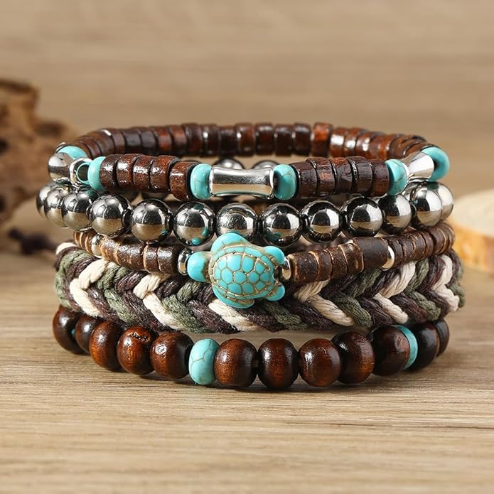 ONLYJUMP Bohemian Mix Bead Multi Layer Versatile Bracelets Set Boho Turquoise Stackable Beaded Strand Stretch Bangles Bracelets Statement Bangle Boho Jewelry Set