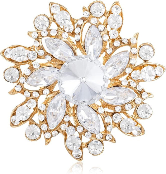 LAXPICOL Vintage Women's Austrian Crystal Elegant Flower Brooch Wedding Broach Pin