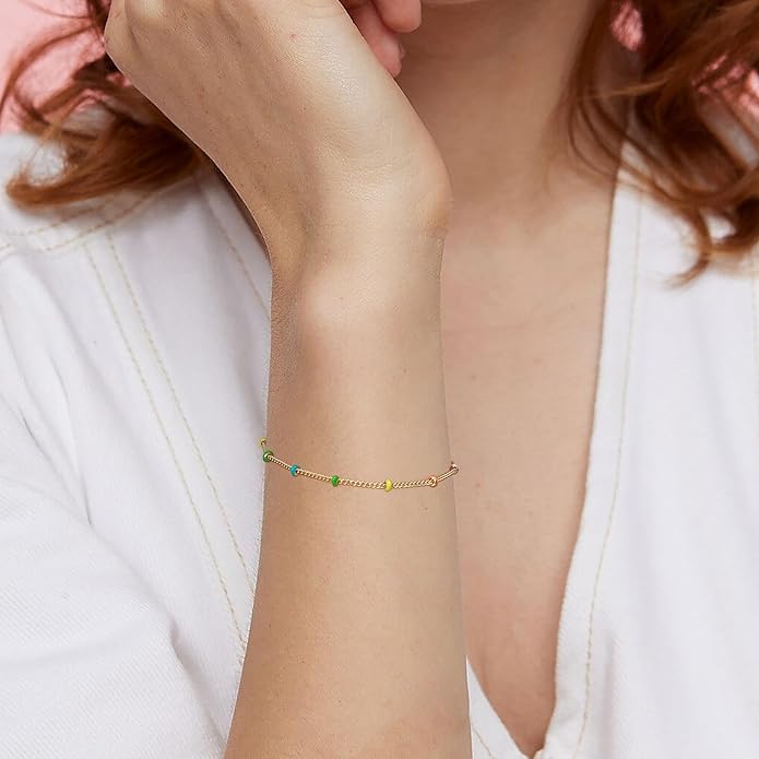 MTMY Gold Chain Bracelet for Women 14K Gold Plated Dainty Bracelets with Adjustable Chain Cute Bracelet Gold Trendy Jewelry