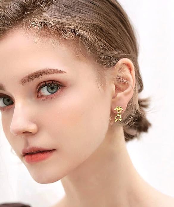 INFUSEU Sterling Silver Cute Stud Earrings Cat Frog Mushroom Bunny, Small Gifts for Women Teen Girls Animal Lovers