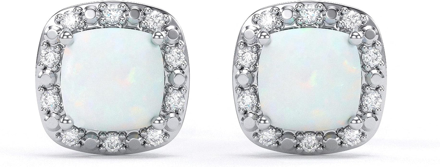 10K White Gold Birthstone Stud Earrings For Women - Hypoallergenic Trendy Diamond Women Jewelry Earrings Set - Simple Waterproof Ladies Earring Pack - Jewelry Gifts for Wife