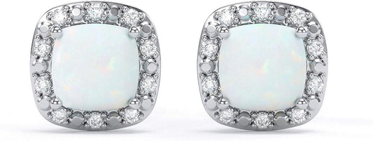 10K White Gold Birthstone Stud Earrings For Women - Hypoallergenic Trendy Diamond Women Jewelry Earrings Set - Simple Waterproof Ladies Earring Pack - Jewelry Gifts for Wife