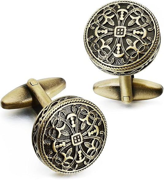 HAWSON Cufflinks and Studs for Men-Fashion Men Vintage Enamel Carbon Fiber Tuxedo Shirt Cufflinks and Studs Set for Regular Wedding Business Accessories
