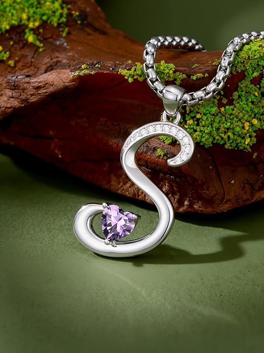 Christmas Gifts for Women Alphabet A to Z Initial Birthstone Pendant Necklaces for Women - 18k White Gold Plated Personalized Name Jewelry Valentine Mothers Day Birthday Gifts for Women Her Girlfriend