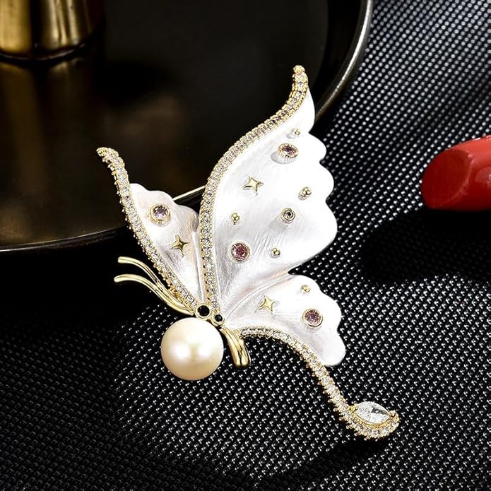 UNVAK Animal Brooches for Women Pearl Rhinestones Animal Brooch Pin Cute Animal Jewelry Gift for Wife Mom Girlfriends