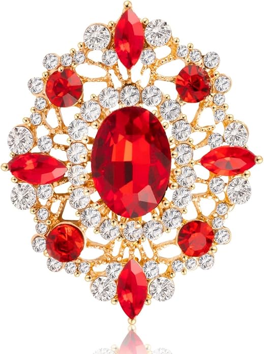 LAXPICOL Vintage Clear Austrian Crystal Brooch Pin for Women Elegant Wedding Bridal Brooches Broach Pin 1.69"*1.39"