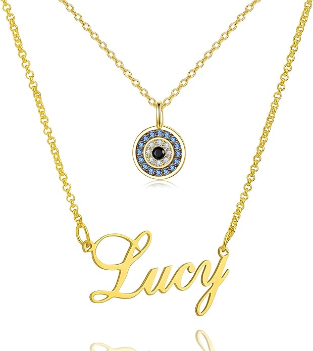 PEIMKO Evil Eye Necklace for Women 925 Sterling Silver Greek Protection Evil Eye Necklaces Jewelry Amulet Gift for Women