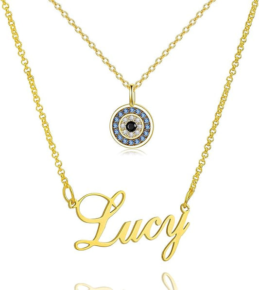PEIMKO Evil Eye Necklace for Women 925 Sterling Silver Greek Protection Evil Eye Necklaces Jewelry Amulet Gift for Women