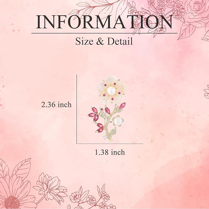 Fashion Flower Brooches for Women Rhinestone Flower Brooches Pins 18k Gold Plated Lapel Pins Jewelry for Girlfriend Wife