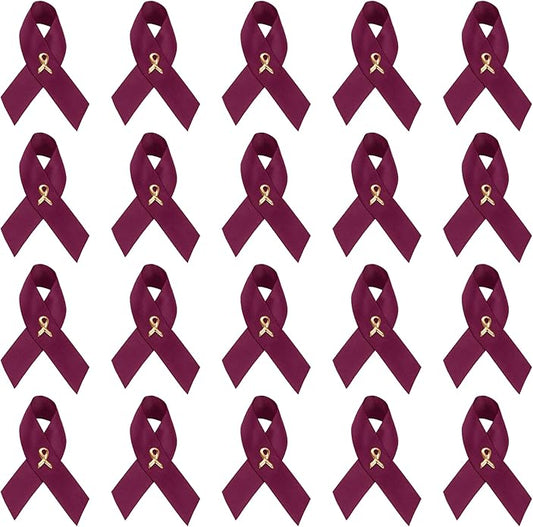 1/2/5/10/25/50/100pcs Satin Awareness Ribbon Pins (Pick your color), for Cancer & Disease Awareness, Bulk Quantities for Fundraising, Events, Gift Giving