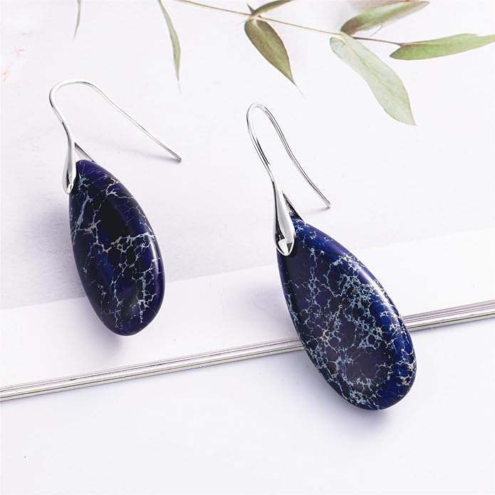 SELOVO Stone Fishhook Dangle Drop Earrings Statement Earrings for Women Stone