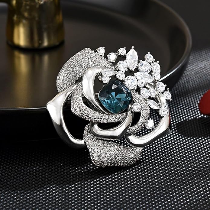 Flower Brooch Pin - Rhinestone Flower Pin 18k Gold Plated - Thanksgiving Day, Birthday, Wedding Gifts for Mom, Wife