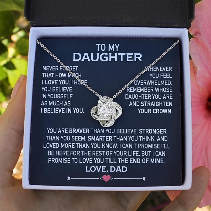 Larvincy To My Daughter Necklace From Dad With Heartfelt Message & Elegant Box, Gifts For Daughter From Father, Beautiful Jewelry Gift From Love Daddy On Graduation, Birthday, Wedding, Christmas