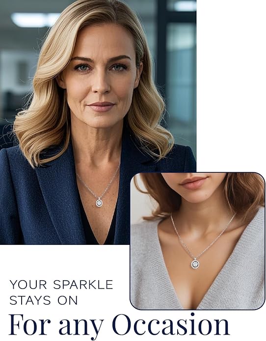 MomentWish Necklace for Women, Sparkling Gift for Her, 1Carat Moissanite Heart Pendent for Her, 925 Sterling Silver Dance Necklace for Anniversary Christmas Valentines