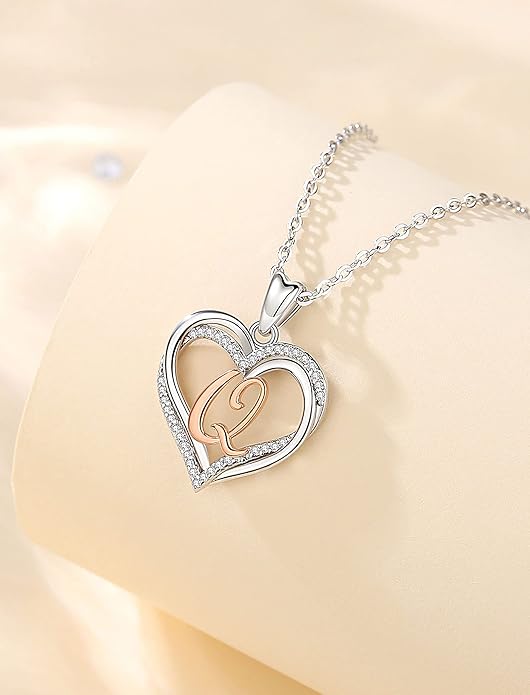 INFUSEU Unique Initial Necklaces for Women Girls Small Heart Letter Jewelry, Meaningful Personalized Gifts