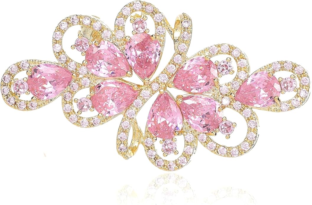 YOQUCOL Cubic Zirconia Crystal Rhinestone Wedding Brooch Pin for Women Brides Jewelry