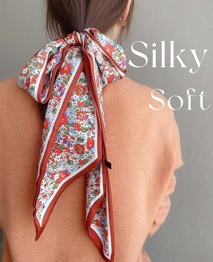 Dailyacc Hair Scarf for Women Fashion Silky Satin Headscarf Wrap Breathable Lightweight Neck Scarves For Handbag
