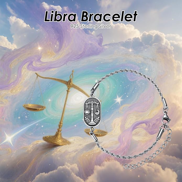 SIMONLY Zodiac Bracelet 925 Sterling Silver Constellation Anklet Horoscope Zodiac Jewelry Christmas Birthday Astrology Gifts for Women Men Unisex