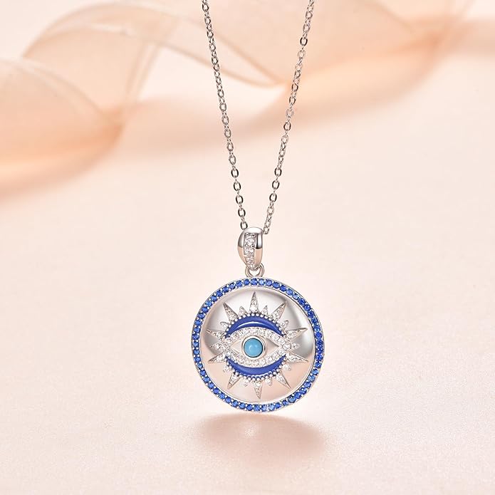 AENEAS Evil Eye Necklace for Women 925 Sterling Silver Necklace Ojo Turco Trendy Jewelry Gifts for Women Wife