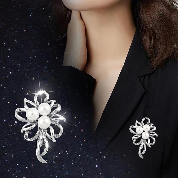 HAISWET Flower Simulated Pearl Elegant Brooch Pins Jewelry Wedding